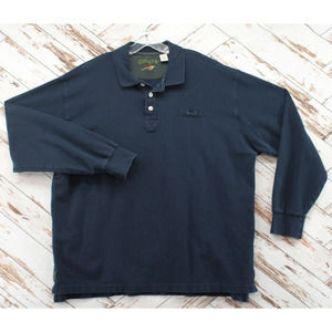 Orvis Polo Shirt Mens 2XLT Blue Long Sleeve Cotton LOGO Style 6A5T